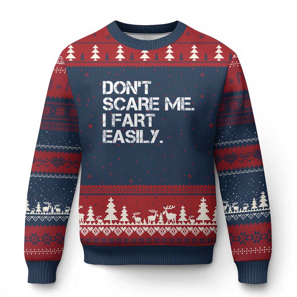 Funny Dont Scare Me I Fart Easily Ugly Christmas Sweater Humor Hilarious - Wonder Print Shop
