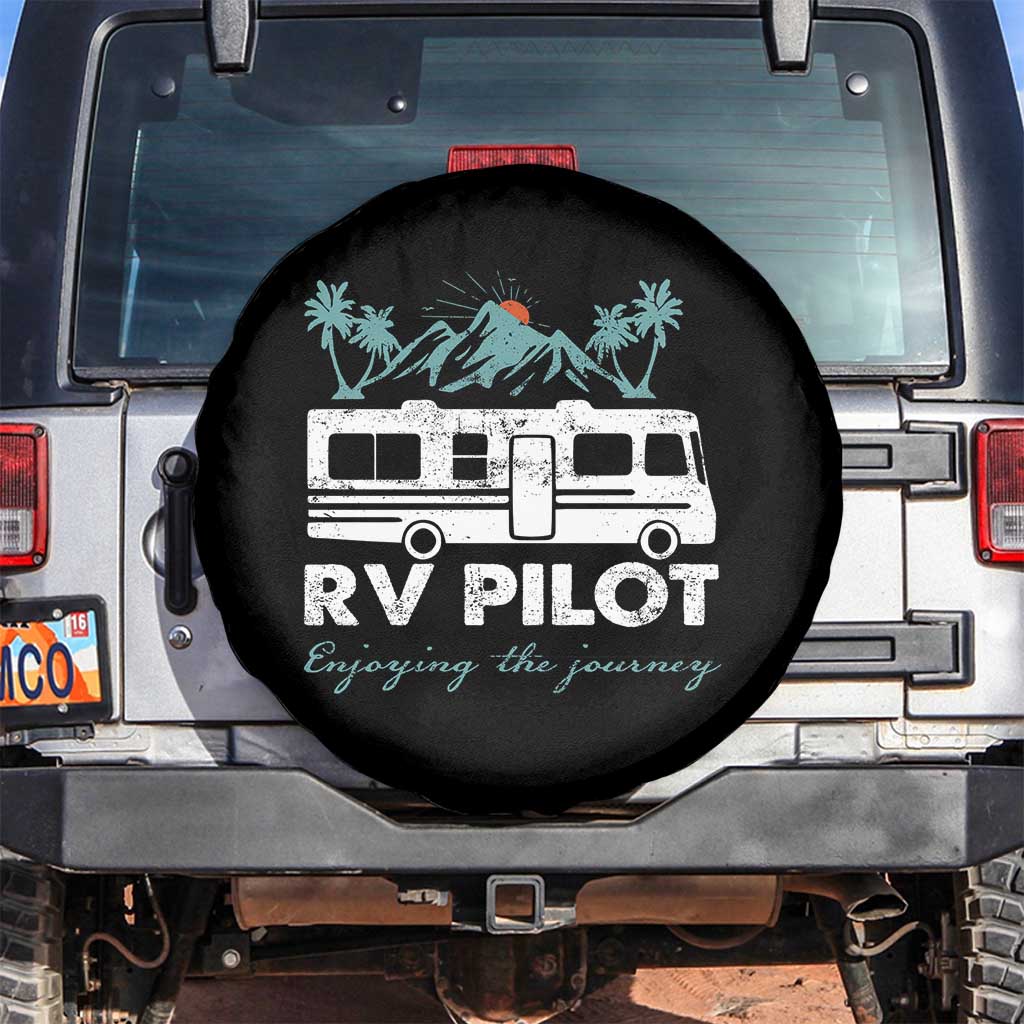Funny RV Pilot Camping Spare Tire Cover Enjoying The Journey Motorhome Travel Vacation - Wonder Print Shop