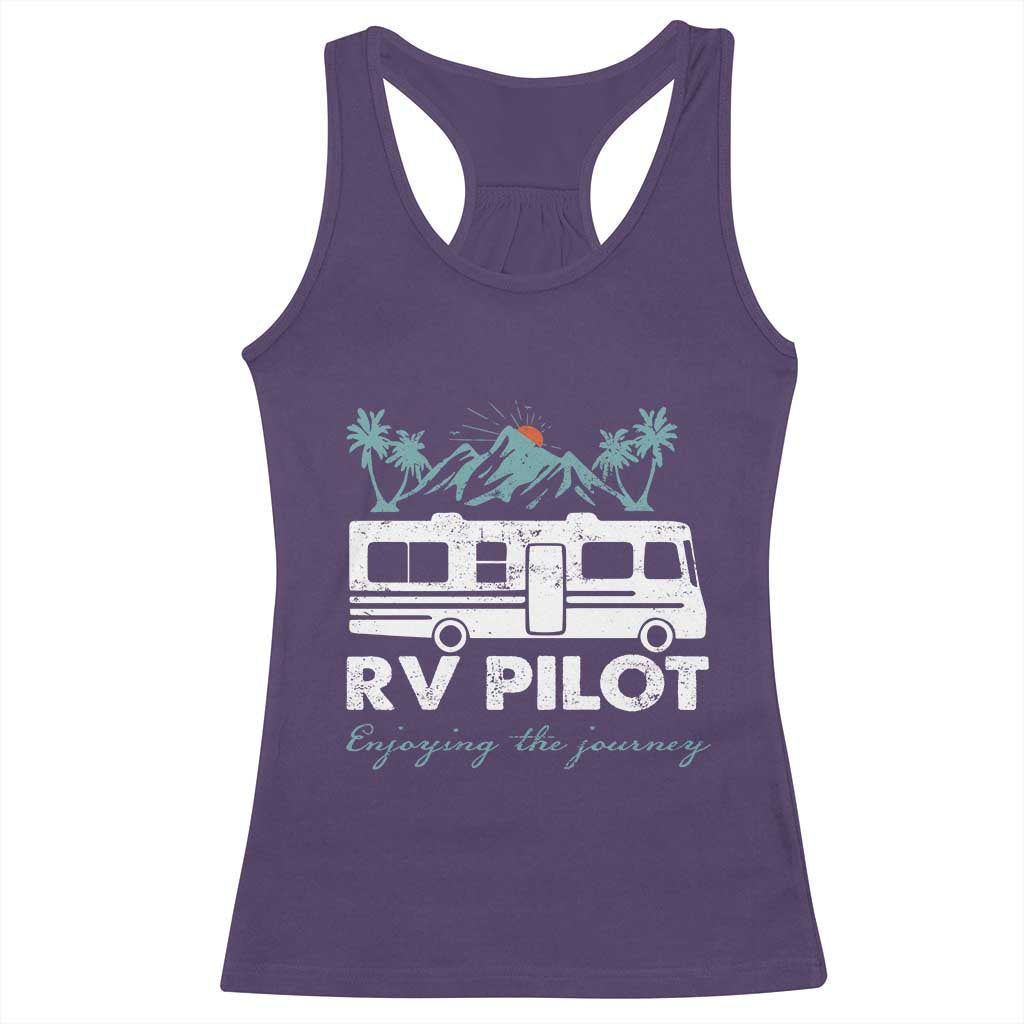 Funny RV Pilot Camping Racerback Tank Top Enjoying The Journey Motorhome Travel Vacation - Wonder Print Shop
