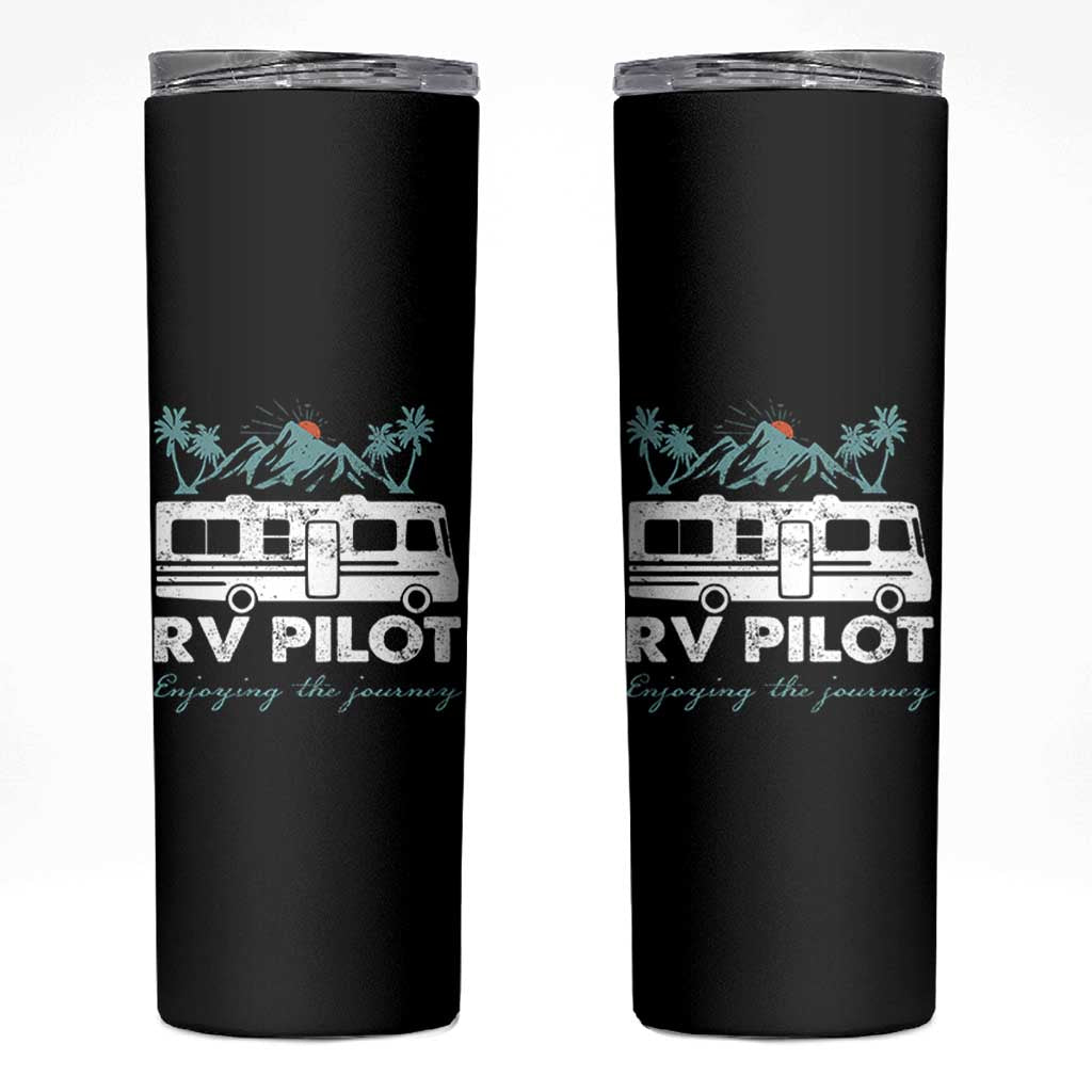 Funny RV Pilot Camping Skinny Tumbler Enjoying The Journey Motorhome Travel Vacation - Wonder Print Shop