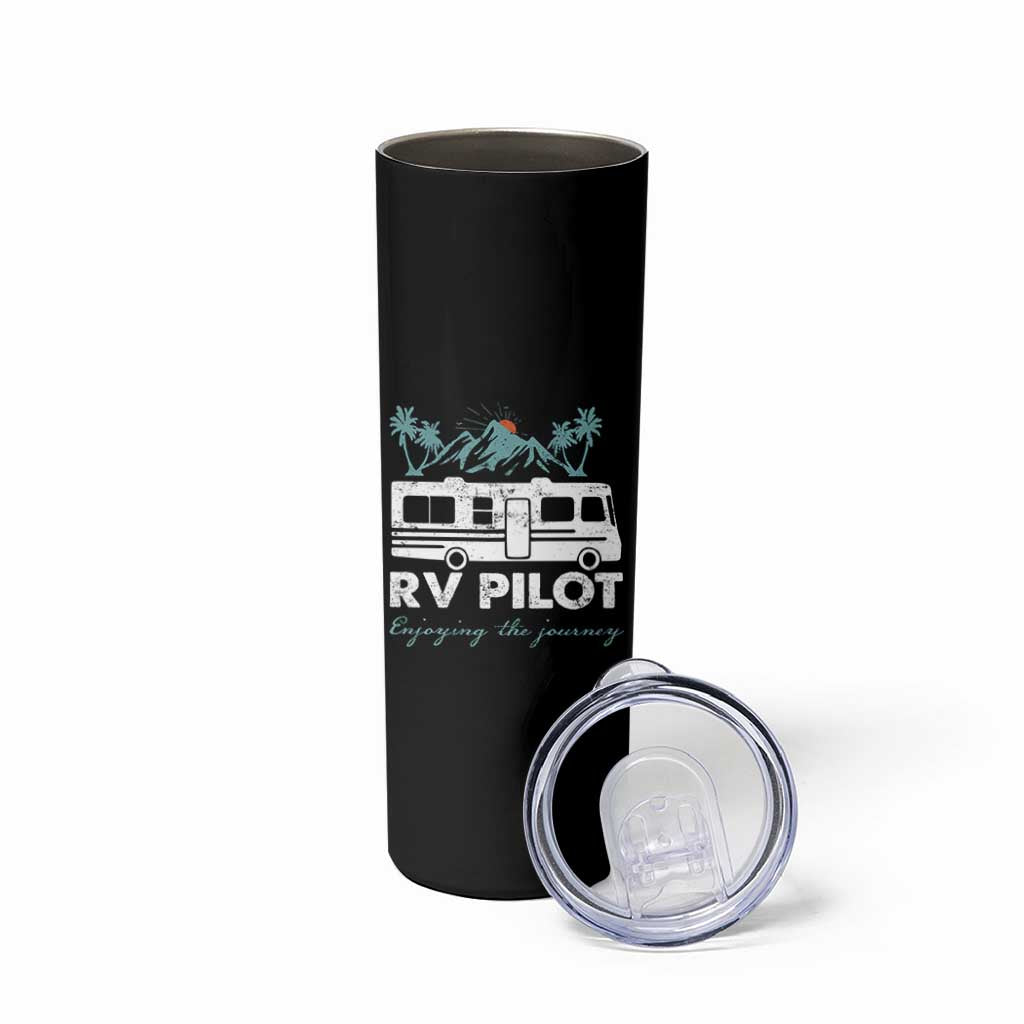 Funny RV Pilot Camping Skinny Tumbler Enjoying The Journey Motorhome Travel Vacation - Wonder Print Shop