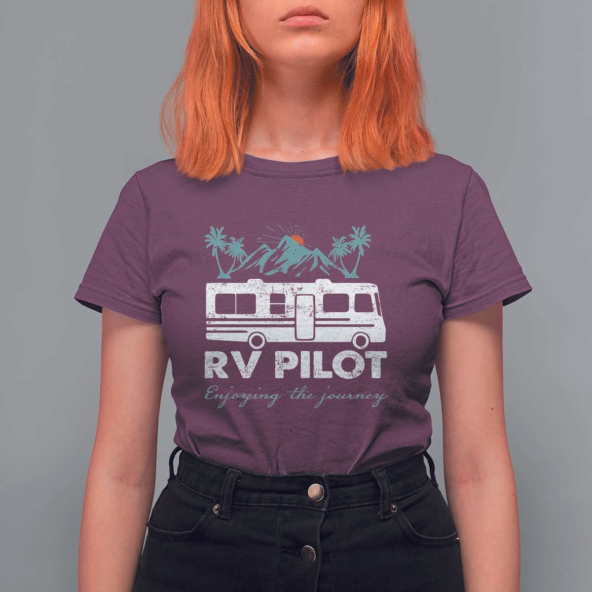 Funny RV Pilot Camping T Shirt For Women Enjoying The Journey Motorhome Travel Vacation - Wonder Print Shop