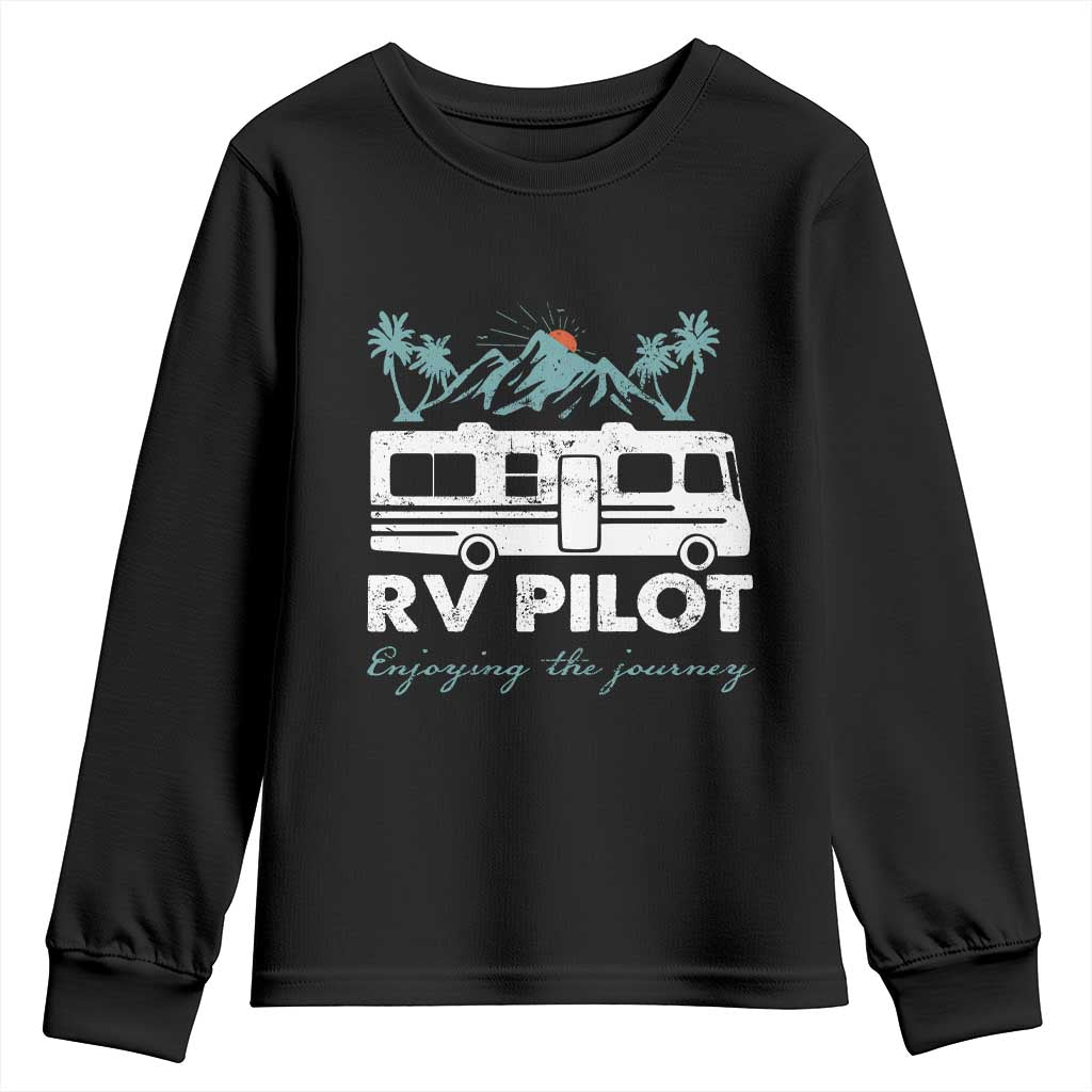 Funny RV Pilot Camping Youth Sweatshirt Enjoying The Journey Motorhome Travel Vacation - Wonder Print Shop