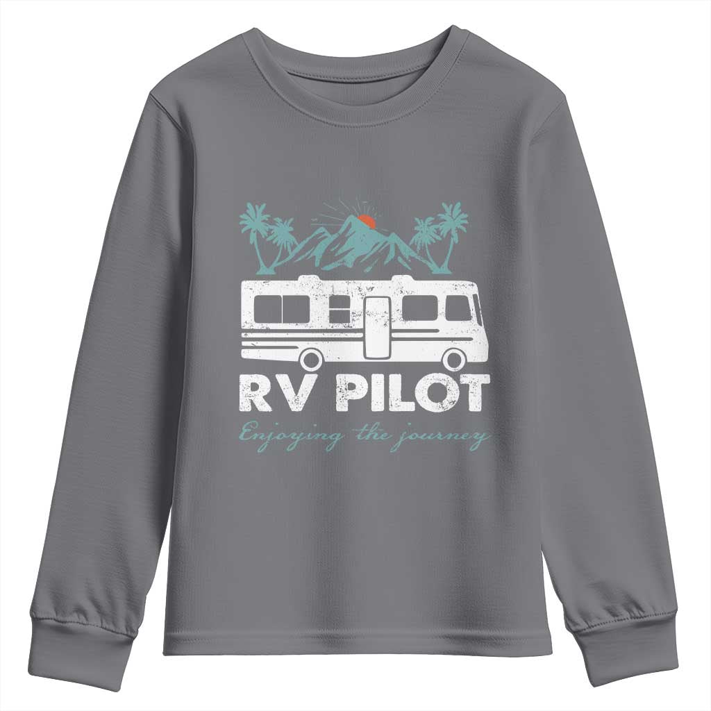 Funny RV Pilot Camping Youth Sweatshirt Enjoying The Journey Motorhome Travel Vacation - Wonder Print Shop
