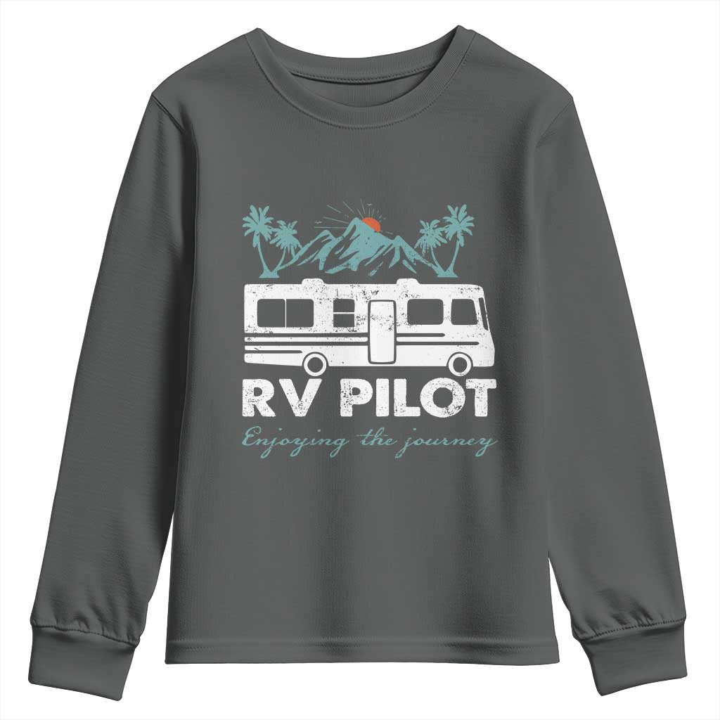 Funny RV Pilot Camping Youth Sweatshirt Enjoying The Journey Motorhome Travel Vacation - Wonder Print Shop
