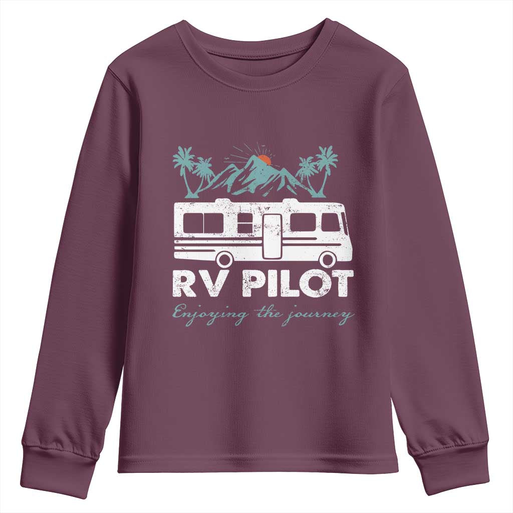 Funny RV Pilot Camping Youth Sweatshirt Enjoying The Journey Motorhome Travel Vacation - Wonder Print Shop