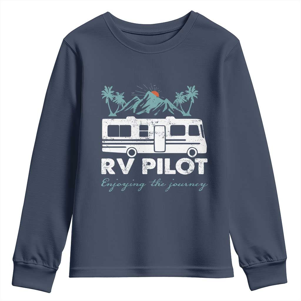 Funny RV Pilot Camping Youth Sweatshirt Enjoying The Journey Motorhome Travel Vacation - Wonder Print Shop