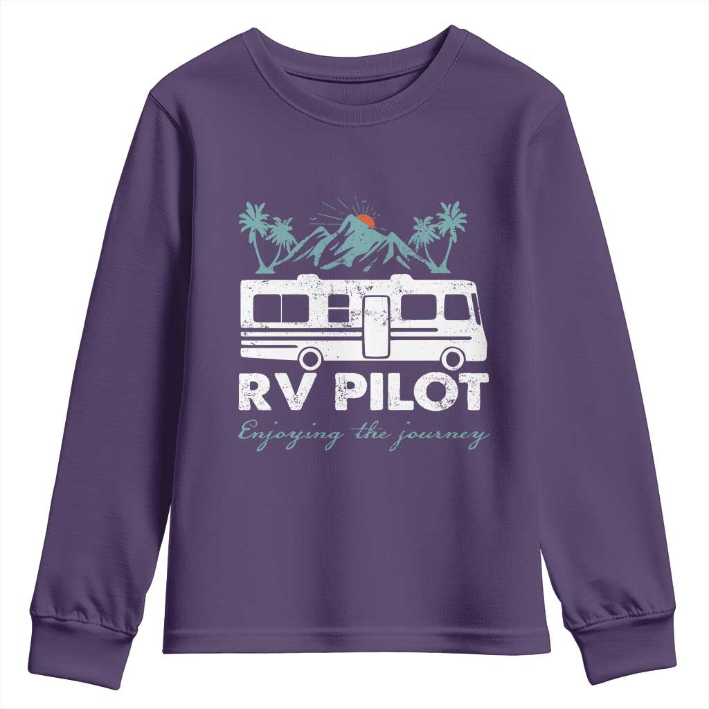 Funny RV Pilot Camping Youth Sweatshirt Enjoying The Journey Motorhome Travel Vacation - Wonder Print Shop