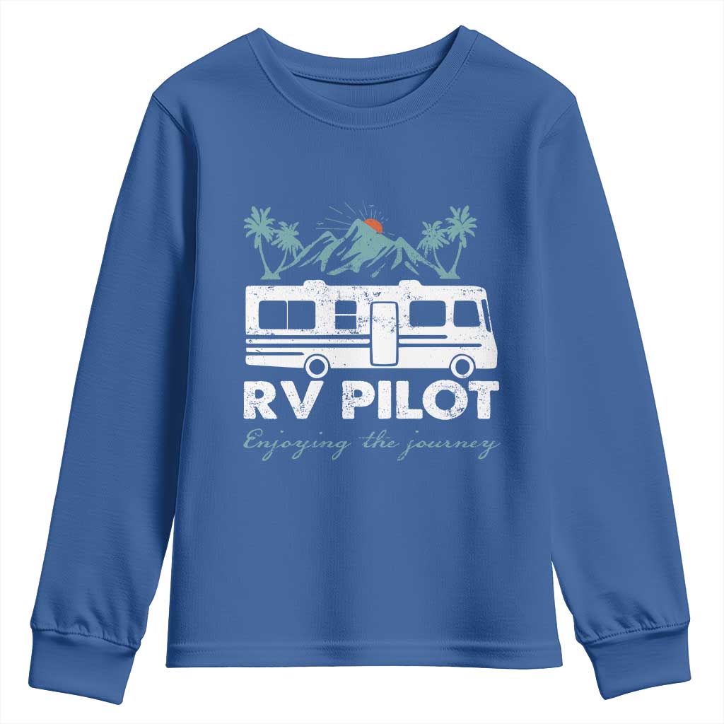 Funny RV Pilot Camping Youth Sweatshirt Enjoying The Journey Motorhome Travel Vacation - Wonder Print Shop