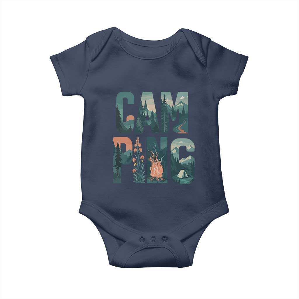 Camping Nature Adventure Campfire Tent Mountains Baby Onesie - Wonder Print Shop