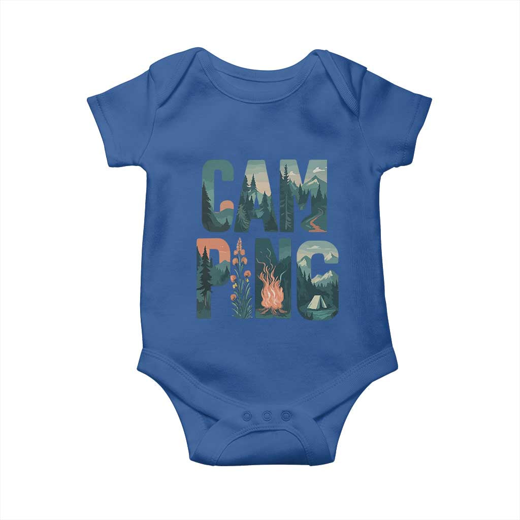Camping Nature Adventure Campfire Tent Mountains Baby Onesie - Wonder Print Shop