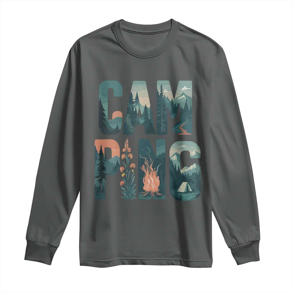 Camping Nature Adventure Campfire Tent Mountains Long Sleeve Shirt - Wonder Print Shop