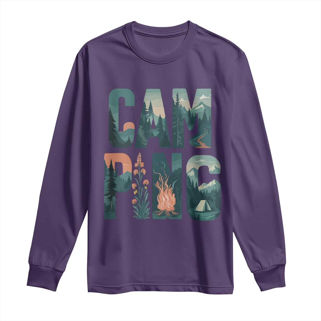 Camping Nature Adventure Campfire Tent Mountains Long Sleeve Shirt - Wonder Print Shop