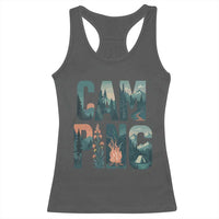 Camping Nature Adventure Campfire Tent Mountains Racerback Tank Top - Wonder Print Shop