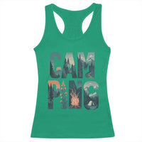 Camping Nature Adventure Campfire Tent Mountains Racerback Tank Top - Wonder Print Shop