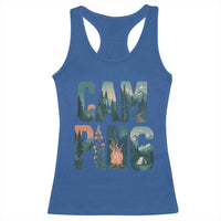 Camping Nature Adventure Campfire Tent Mountains Racerback Tank Top - Wonder Print Shop