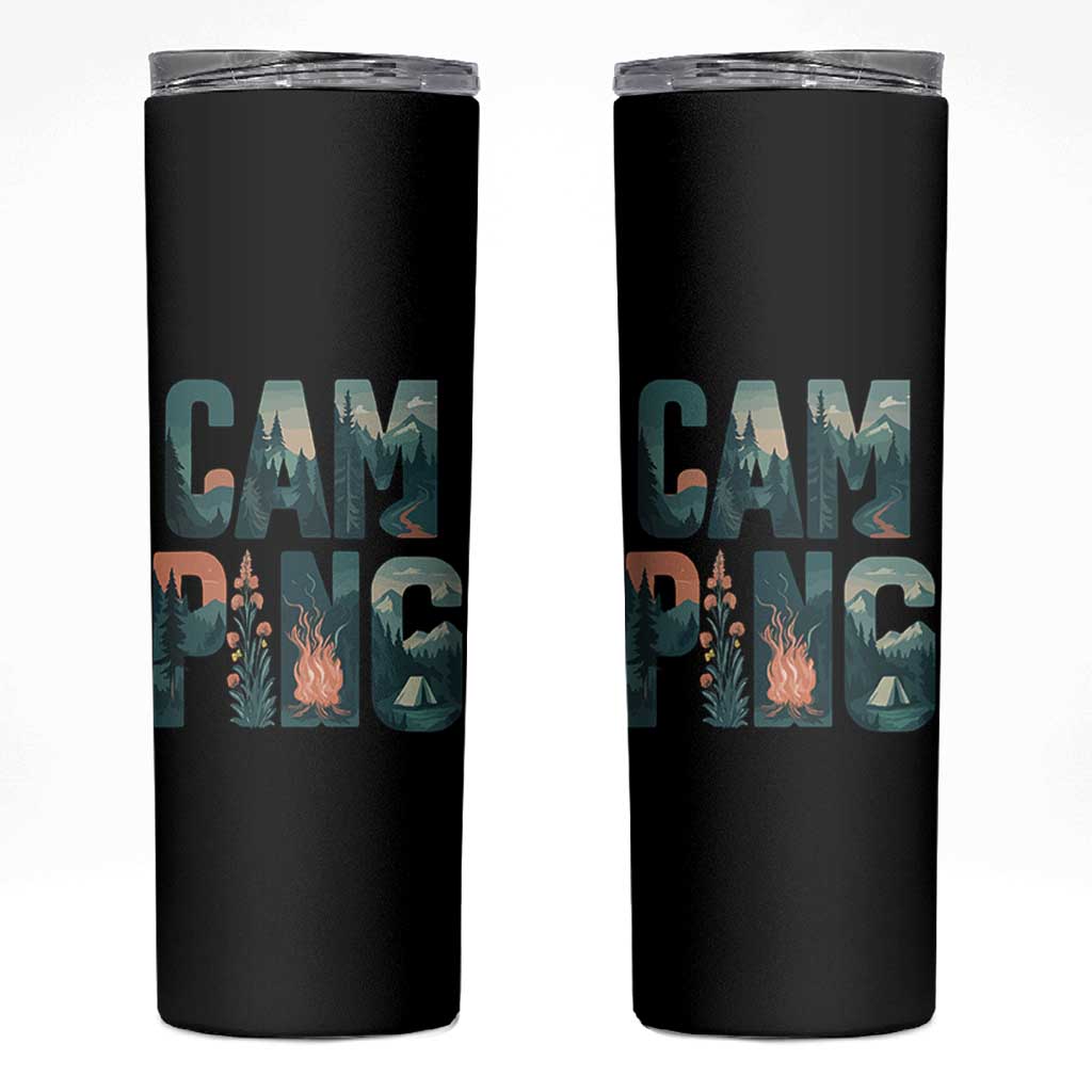 Camping Nature Adventure Campfire Tent Mountains Skinny Tumbler - Wonder Print Shop