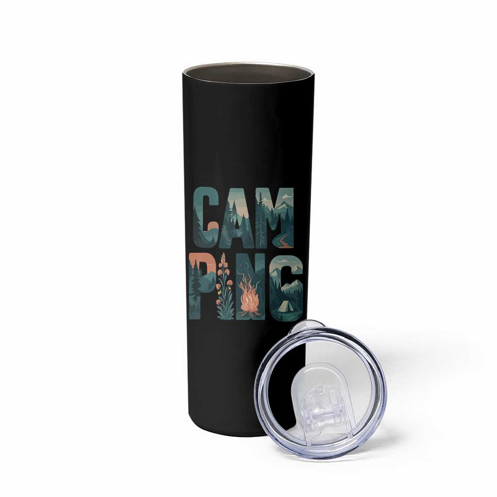 Camping Nature Adventure Campfire Tent Mountains Skinny Tumbler - Wonder Print Shop