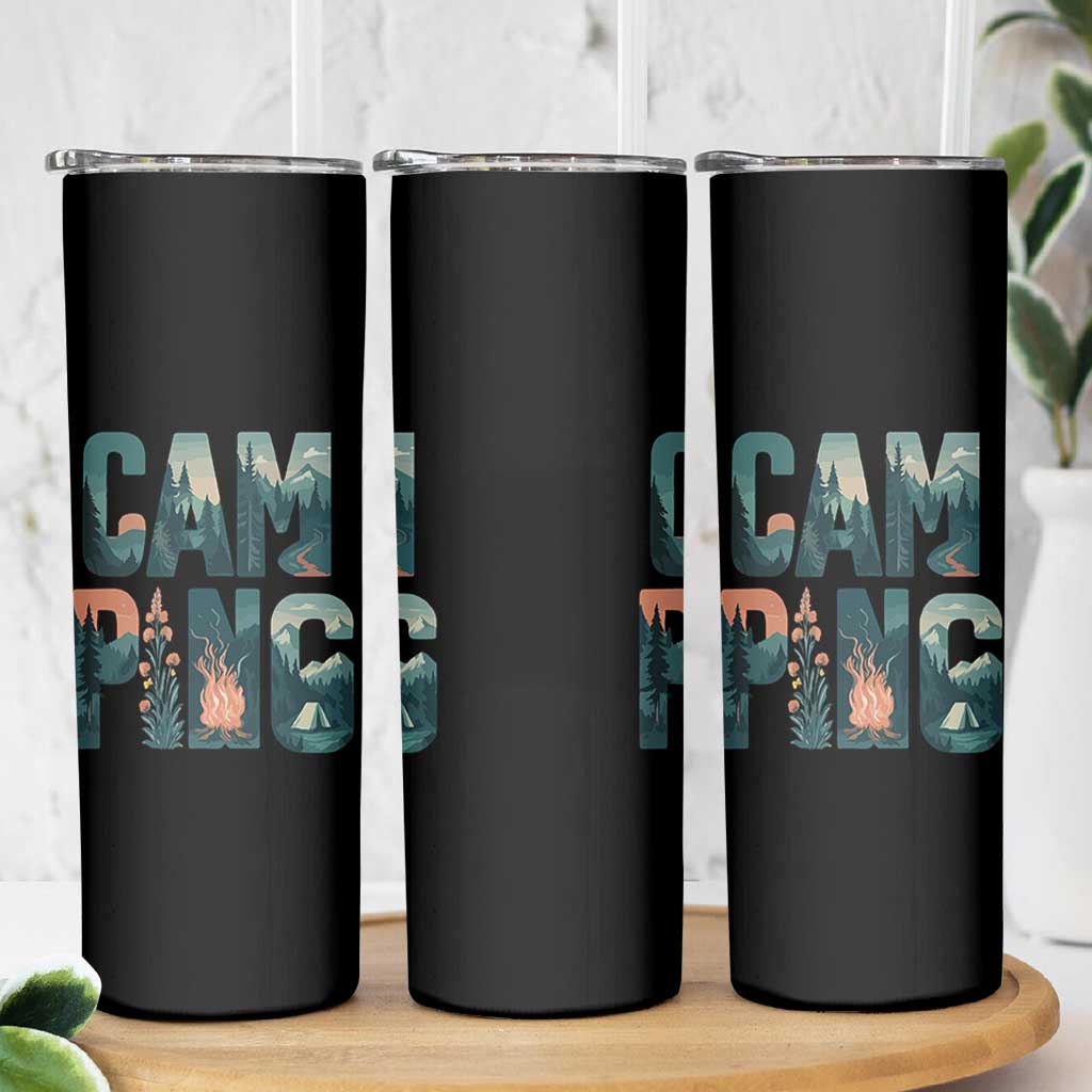 Camping Nature Adventure Campfire Tent Mountains Skinny Tumbler - Wonder Print Shop