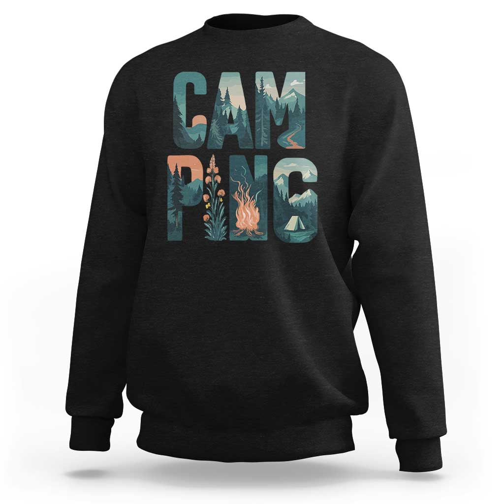 Camping Nature Adventure Campfire Tent Mountains Sweatshirt - Wonder Print Shop