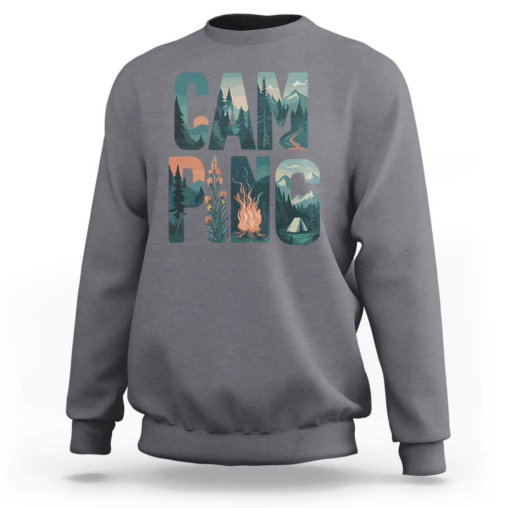 Camping Nature Adventure Campfire Tent Mountains Sweatshirt - Wonder Print Shop