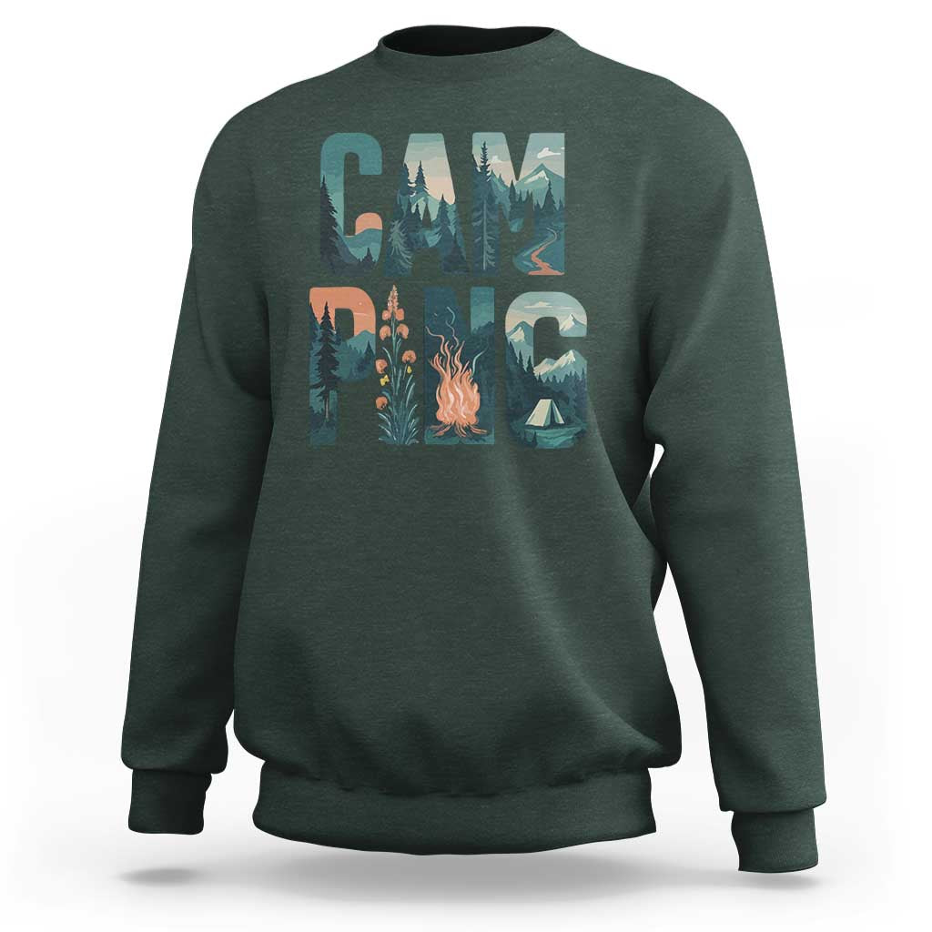 Camping Nature Adventure Campfire Tent Mountains Sweatshirt - Wonder Print Shop