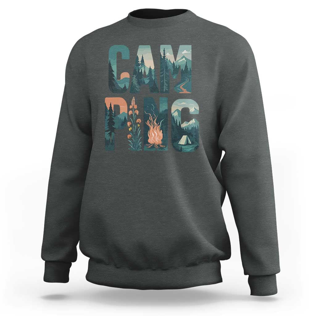 Camping Nature Adventure Campfire Tent Mountains Sweatshirt - Wonder Print Shop
