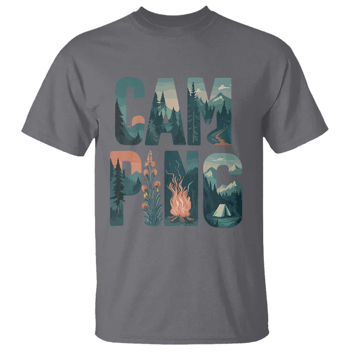 Camping Nature Adventure Campfire Tent Mountains T Shirt - Wonder Print Shop