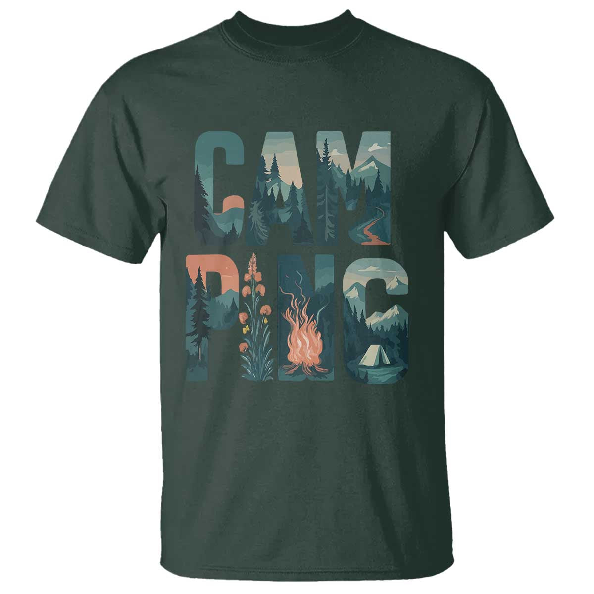 Camping Nature Adventure Campfire Tent Mountains T Shirt - Wonder Print Shop