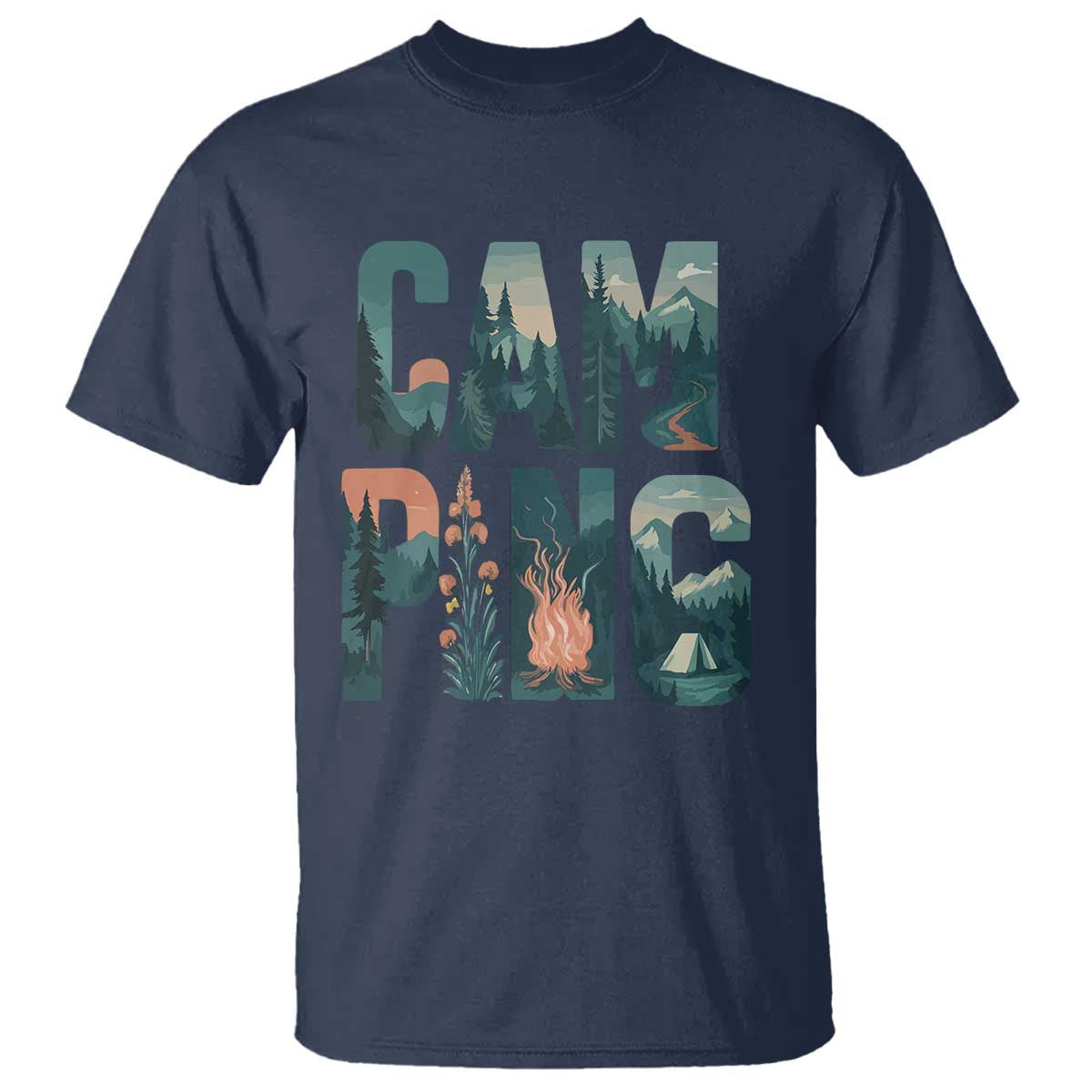 Camping Nature Adventure Campfire Tent Mountains T Shirt - Wonder Print Shop