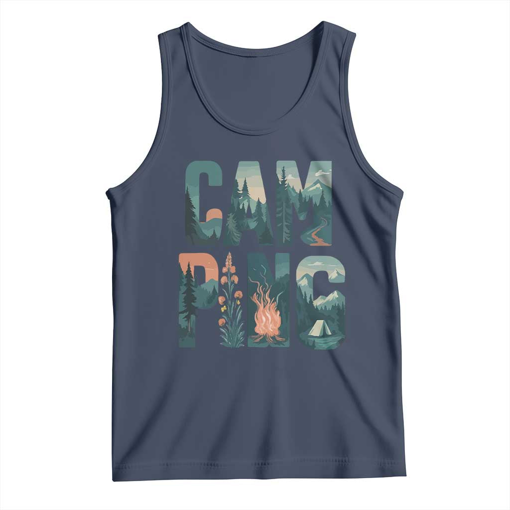 Camping Nature Adventure Campfire Tent Mountains Tank Top - Wonder Print Shop