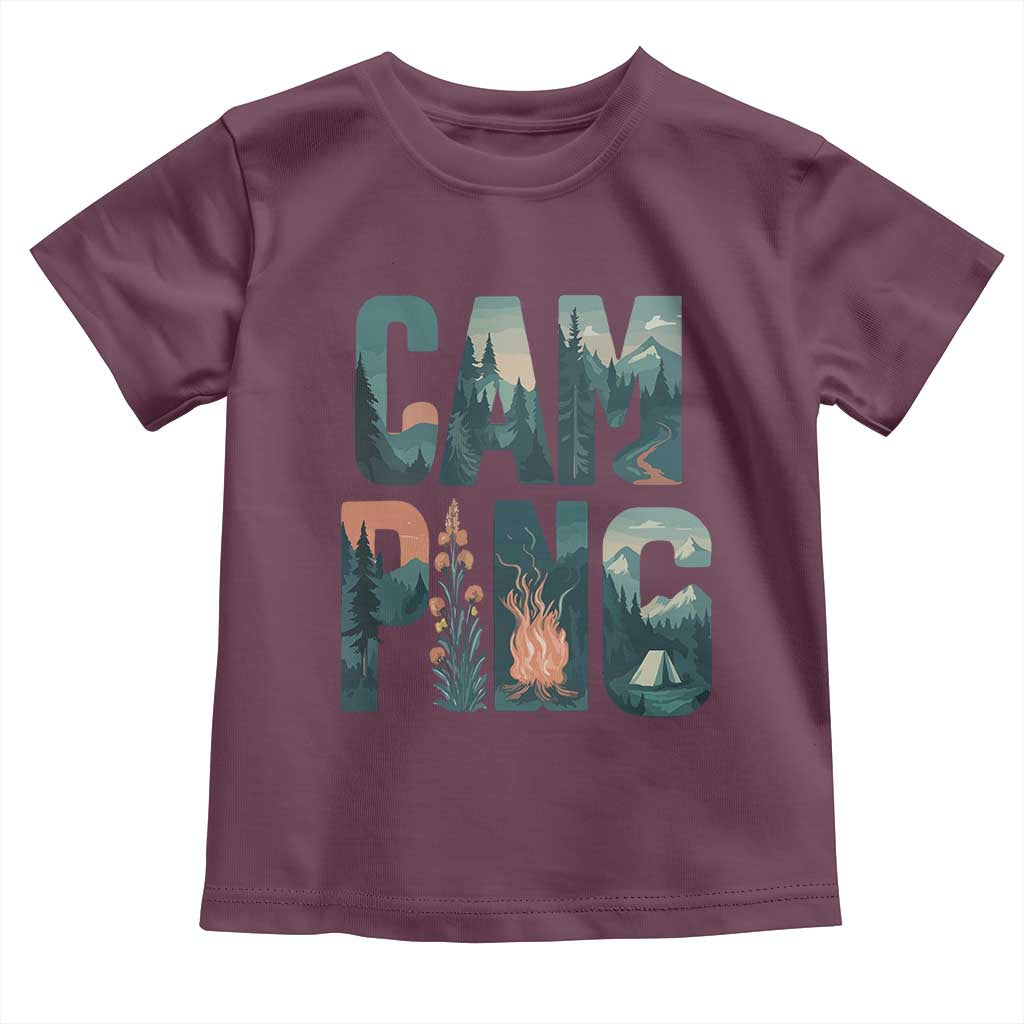 Camping Nature Adventure Campfire Tent Mountains Toddler T Shirt - Wonder Print Shop