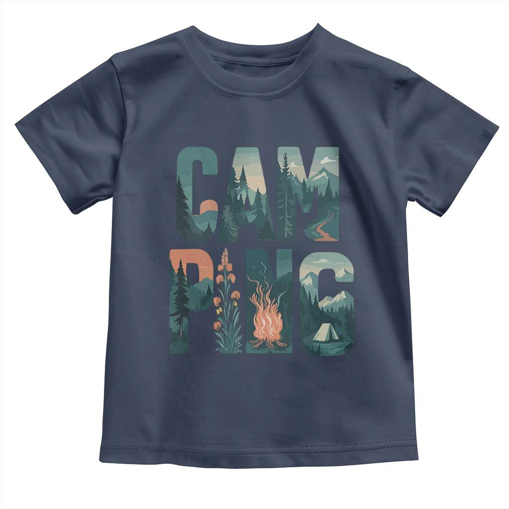 Camping Nature Adventure Campfire Tent Mountains Toddler T Shirt - Wonder Print Shop