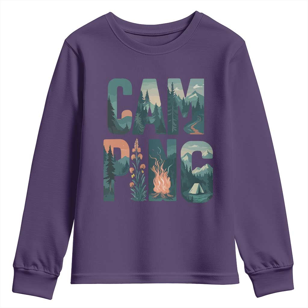 Camping Nature Adventure Campfire Tent Mountains Youth Sweatshirt - Wonder Print Shop