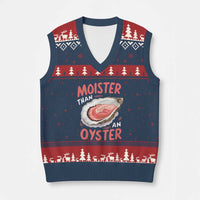 Funny Moister Than An Oyster V-Neck Knit Sweater Vest Shucking Inappropriate Adult Humor - Wonder Print Shop