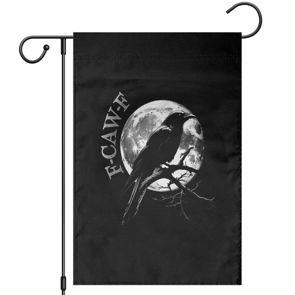 Funny F Caw F Garden Flag Black Crow Moon Gothic Adult Humor - Wonder Print Shop