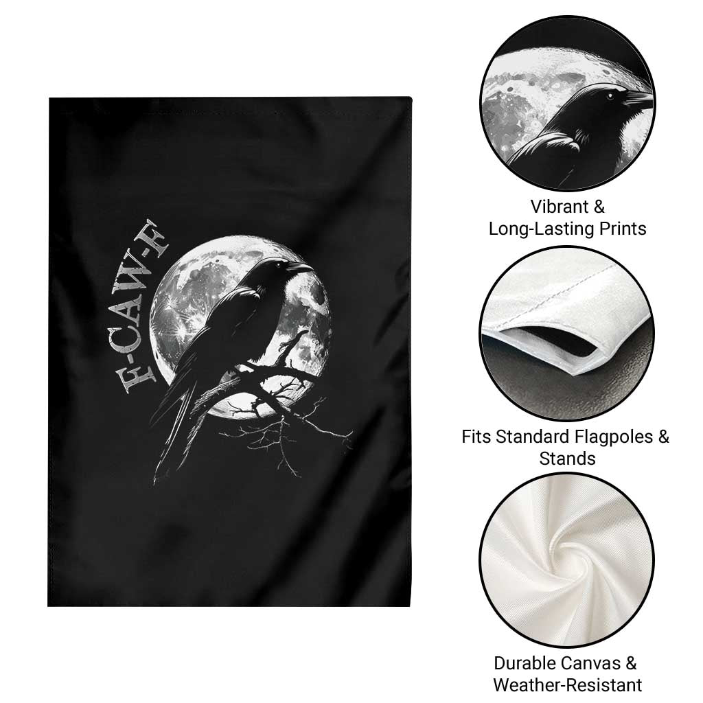 Funny F Caw F Garden Flag Black Crow Moon Gothic Adult Humor - Wonder Print Shop