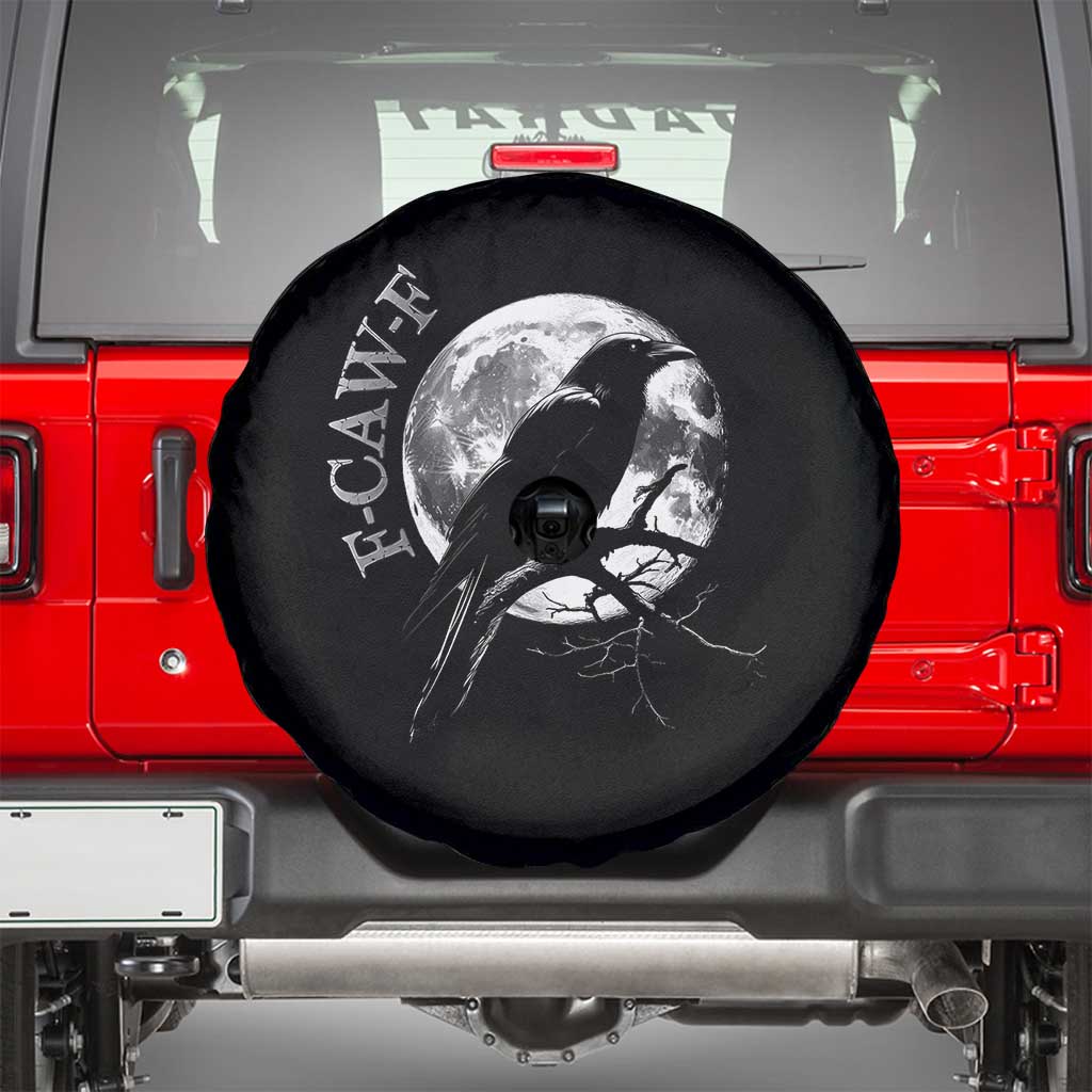 Funny F Caw F Spare Tire Cover Black Crow Moon Gothic Adult Humor - Wonder Print Shop