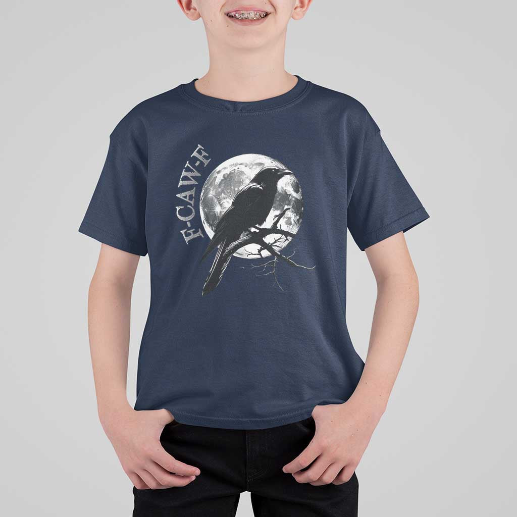 Funny F Caw F T Shirt For Kid Black Crow Moon Gothic Adult Humor - Wonder Print Shop