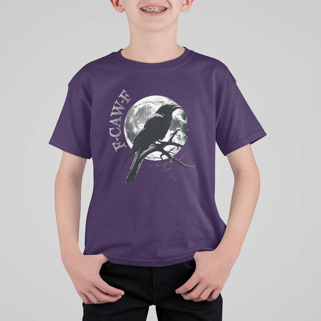 Funny F Caw F T Shirt For Kid Black Crow Moon Gothic Adult Humor - Wonder Print Shop