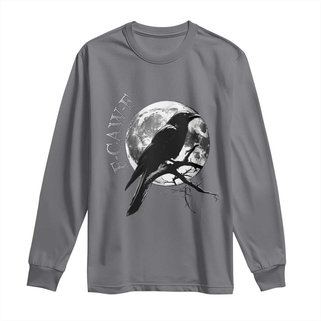 Funny F Caw F Long Sleeve Shirt Black Crow Moon Gothic Adult Humor - Wonder Print Shop