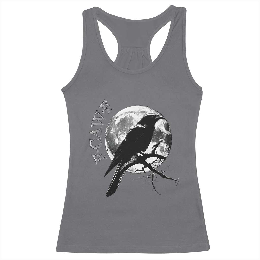 Funny F Caw F Racerback Tank Top Black Crow Moon Gothic Adult Humor - Wonder Print Shop