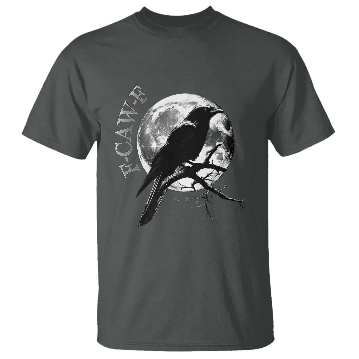 Funny F Caw F T Shirt Black Crow Moon Gothic Adult Humor - Wonder Print Shop