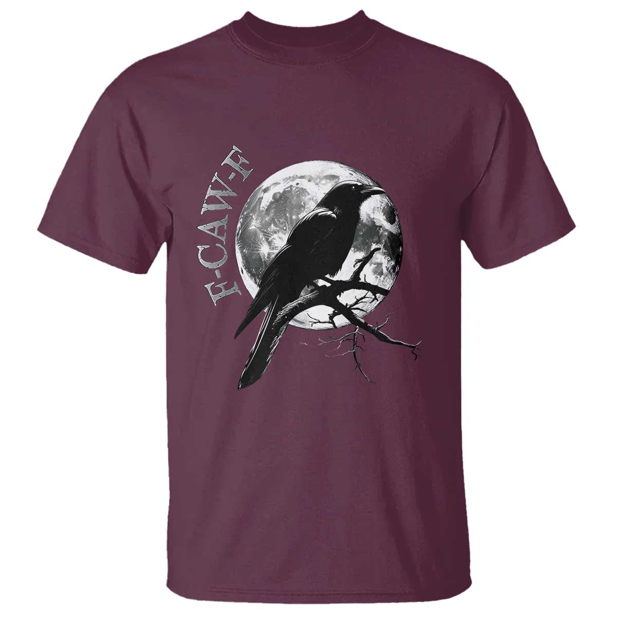 Funny F Caw F T Shirt Black Crow Moon Gothic Adult Humor - Wonder Print Shop
