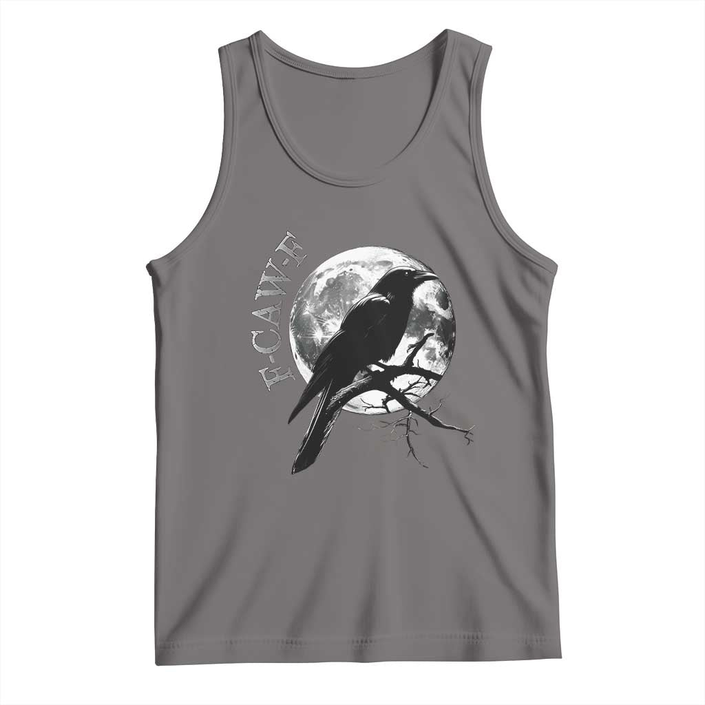 Funny F Caw F Tank Top Black Crow Moon Gothic Adult Humor - Wonder Print Shop