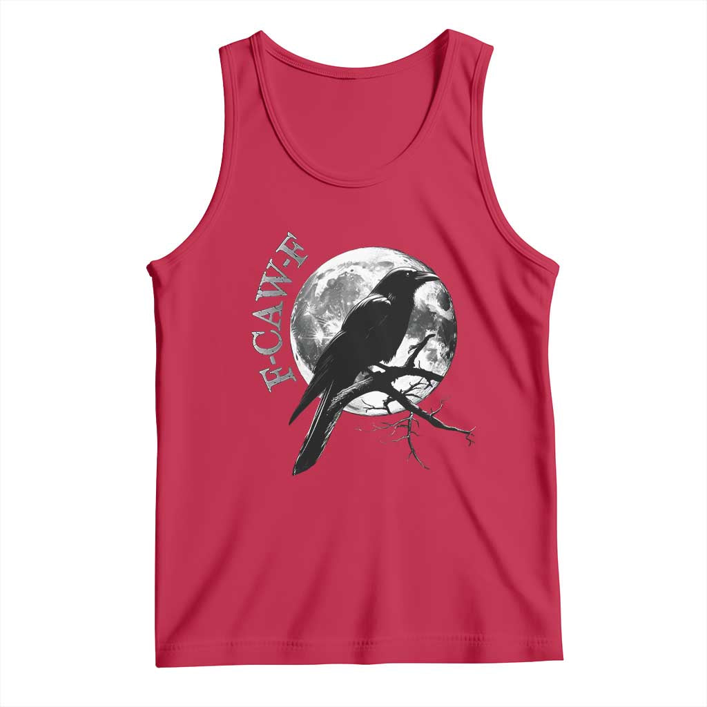Funny F Caw F Tank Top Black Crow Moon Gothic Adult Humor - Wonder Print Shop