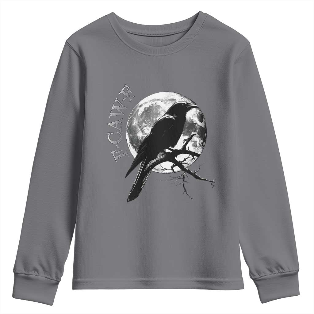 Funny F Caw F Youth Sweatshirt Black Crow Moon Gothic Adult Humor - Wonder Print Shop