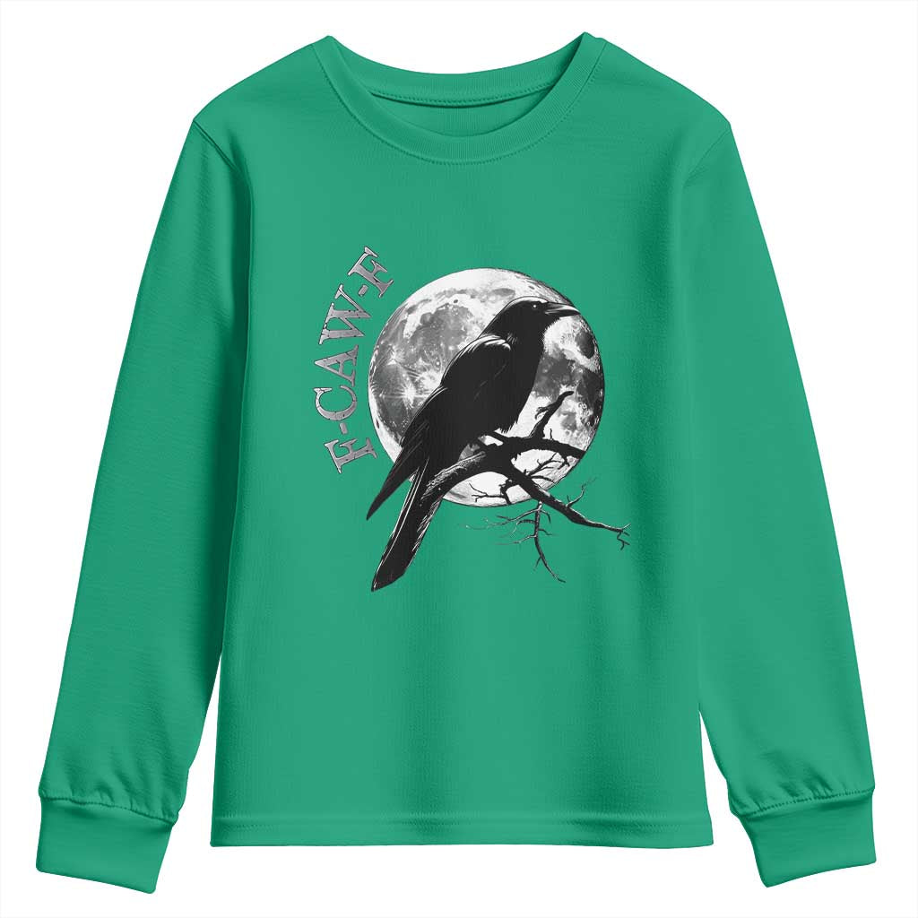 Funny F Caw F Youth Sweatshirt Black Crow Moon Gothic Adult Humor - Wonder Print Shop
