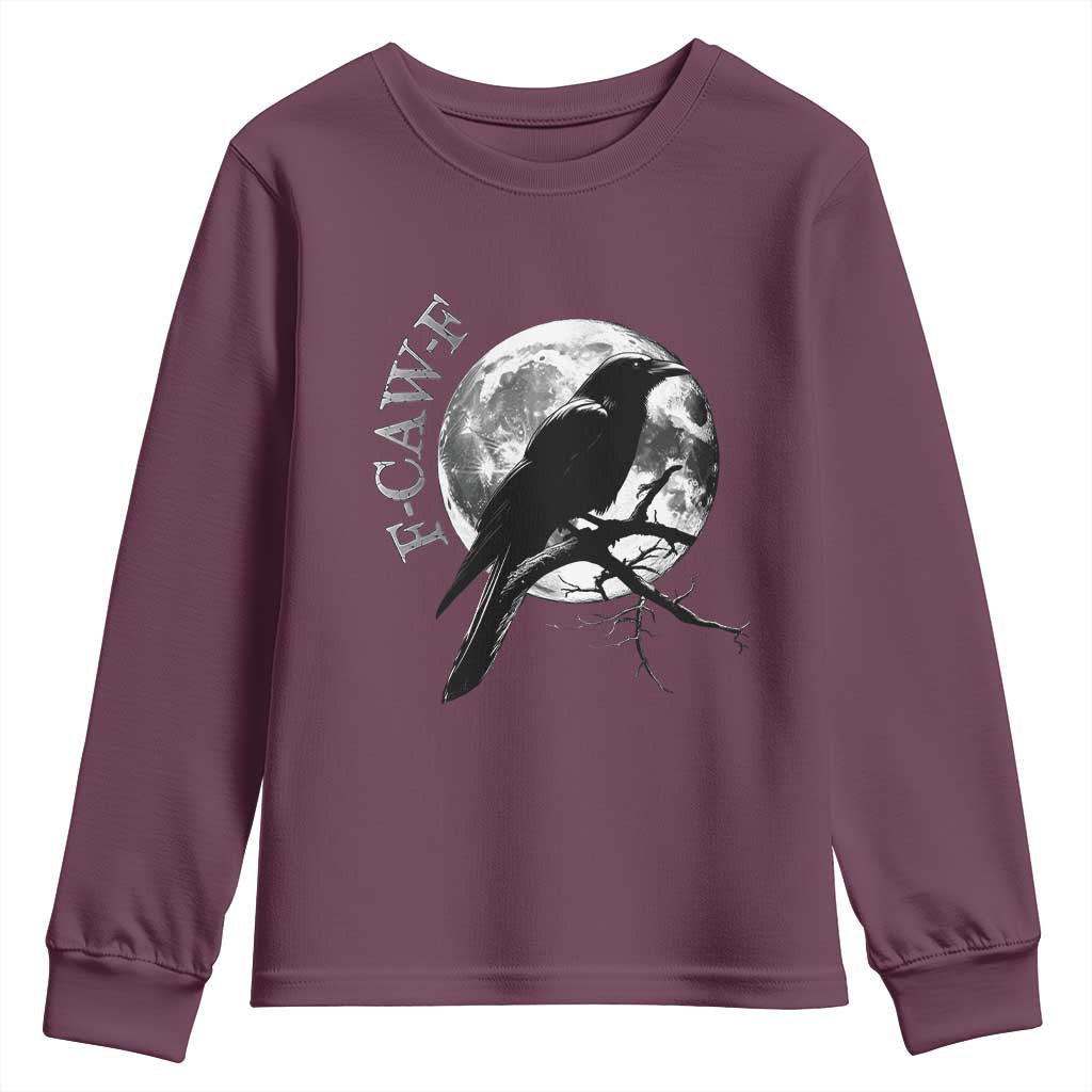 Funny F Caw F Youth Sweatshirt Black Crow Moon Gothic Adult Humor - Wonder Print Shop