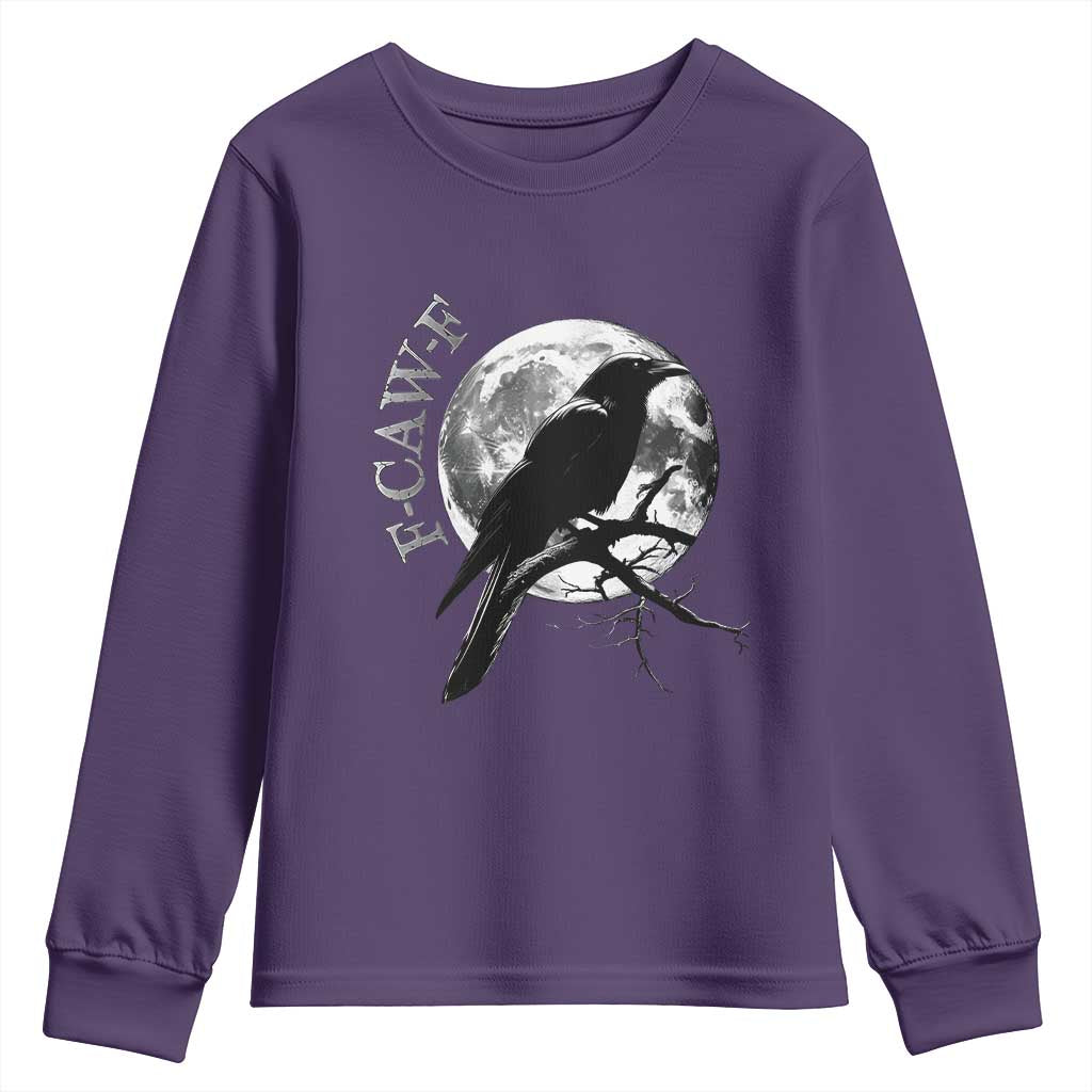 Funny F Caw F Youth Sweatshirt Black Crow Moon Gothic Adult Humor - Wonder Print Shop